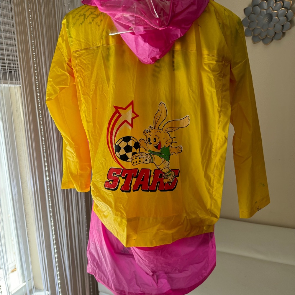 Kids Colorful Yellow and Pink Raincoat Jacket